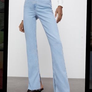 Zara slim flared high rise jeans